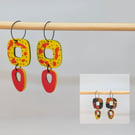 Double sided earrings, fiery and fun