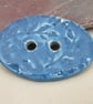 Large Cornflower Blue Sprig Oval Handmade Ceramic Button - Image 1