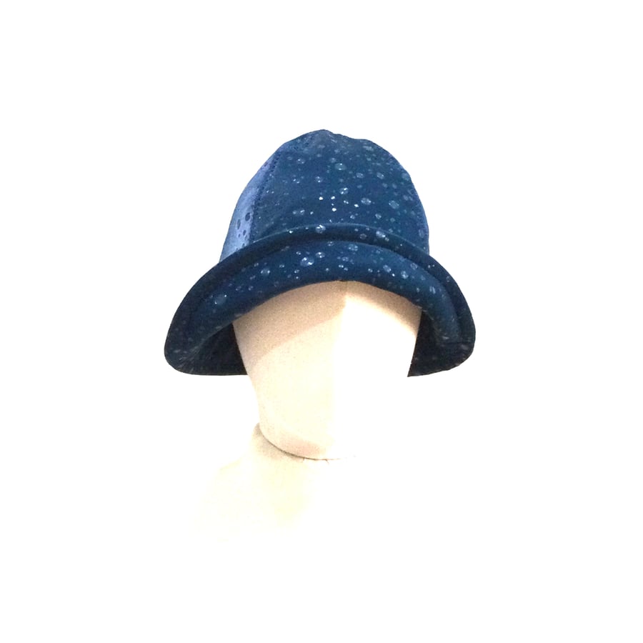Rain Hat Teal Raindrops  Soft Shell