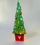 Fused glass Christmas trees will be decoration with candle holder