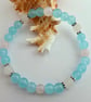 Aquamarine Jade, Frosted White Jade And Rose Quartz Bracelet - Handmade In Devon - Image 4