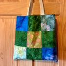 Green & Blue Batik Fabric Tote Bag Sewing Kit