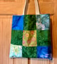 Green & Blue Batik Fabric Tote Bag Sewing Kit