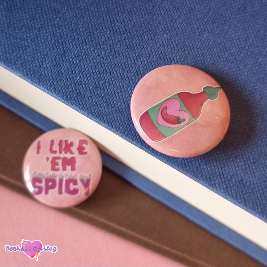 Like Em Spicy Button Badge Pair - Button Badges - Accessories