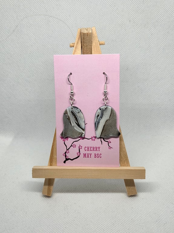 Ghost shaped marbled dangle earrings 