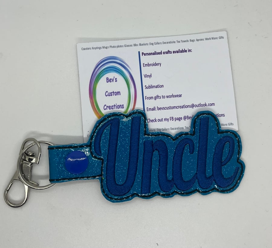 Embroidered Uncle keyring 
