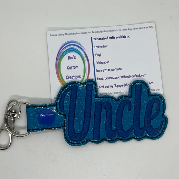 Embroidered Uncle keyring 