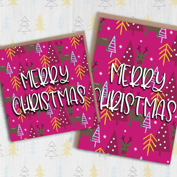 Reindeer Christmas card: Trees
