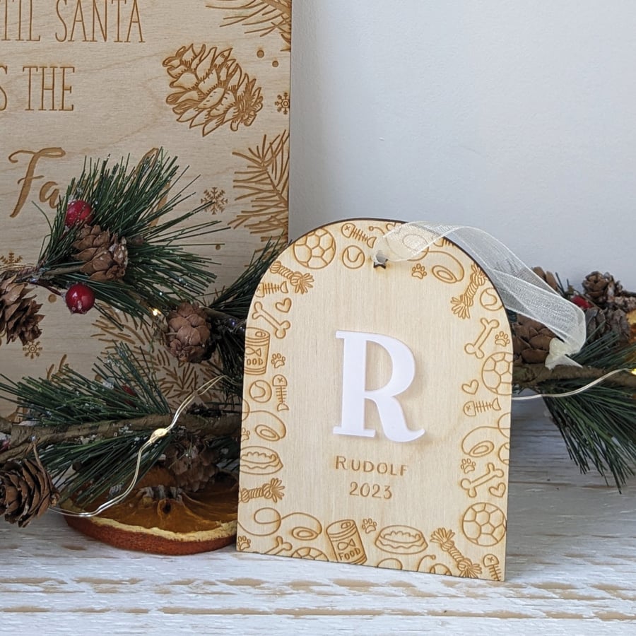 Doggy Doodles Christmas Personalised Wood & Acrylic arch decoration