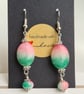 Gorgeous Watermelon Gemstone Oval Bead Earrings with Dangle - Image 7