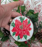 Summer Seconds Poinsettia hand-painted Log slice Christmas decoration 