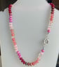 Iced Raspberry Hand Knotted Beaded Gemstone Necklace - Image 9