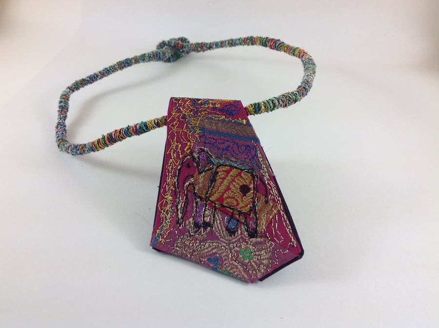 Art Textile Pendant Indian Elephant