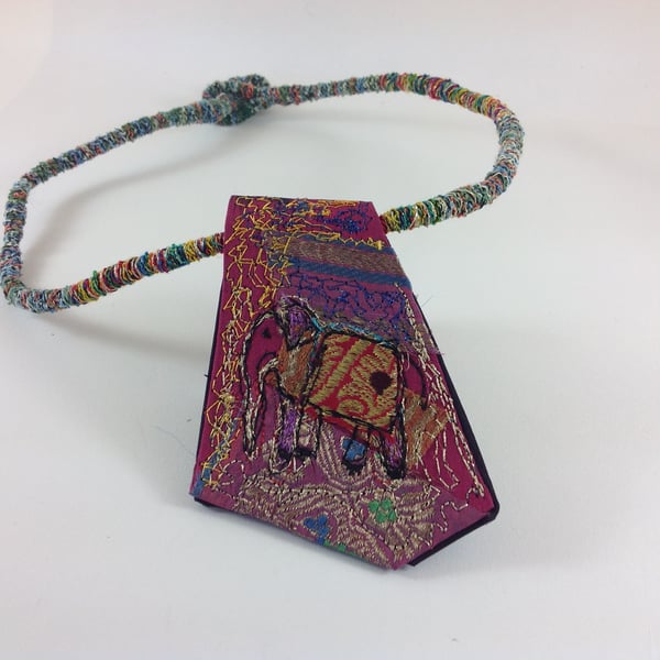 Art Textile Pendant Indian Elephant