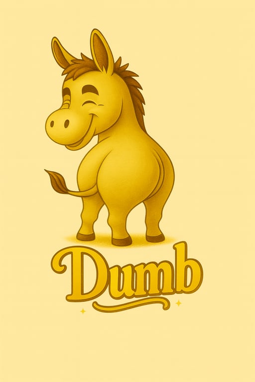 Playful Donkey Character Print – Humorous Home Decor with Elegant Script