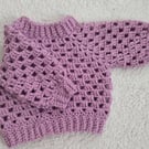 Crocheted baby jumper - dusty pink 