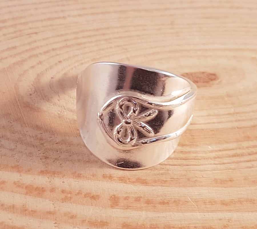 Sterling Silver Upcycled Bow Wrap Around Coffee Spoon Ring