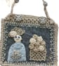 Wearable Textile Art Clutch – One of a Kind, The Girl with Blue Eyes