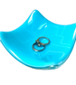 Patterned Cyan Blue and White Glass Trinket Dish - Image 3