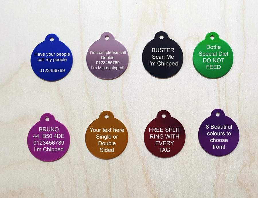 Dog Tag, Cat Name Tag, Pet ID, Dog Name Disc, Engraved Round