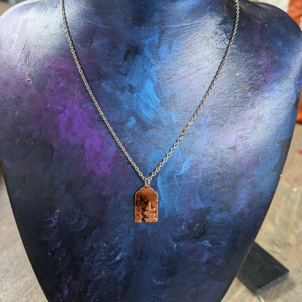 Stainless steel necklace with copper pendant 