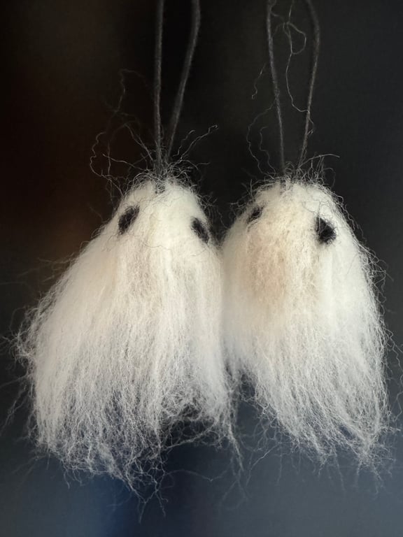 Spooky Felted Ghost Earrings 