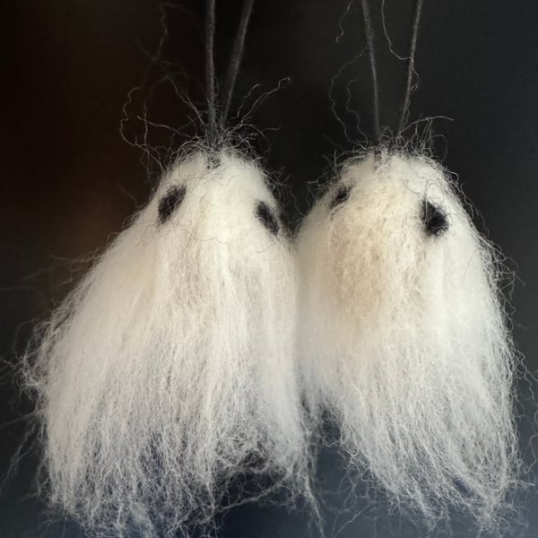 Spooky Felted Ghost Earrings 