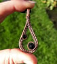 Copper Wire Weave Drop Pendant with Black Beads - Image 6
