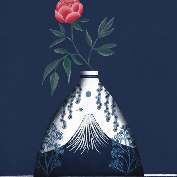 Peony, blank greetings card 
