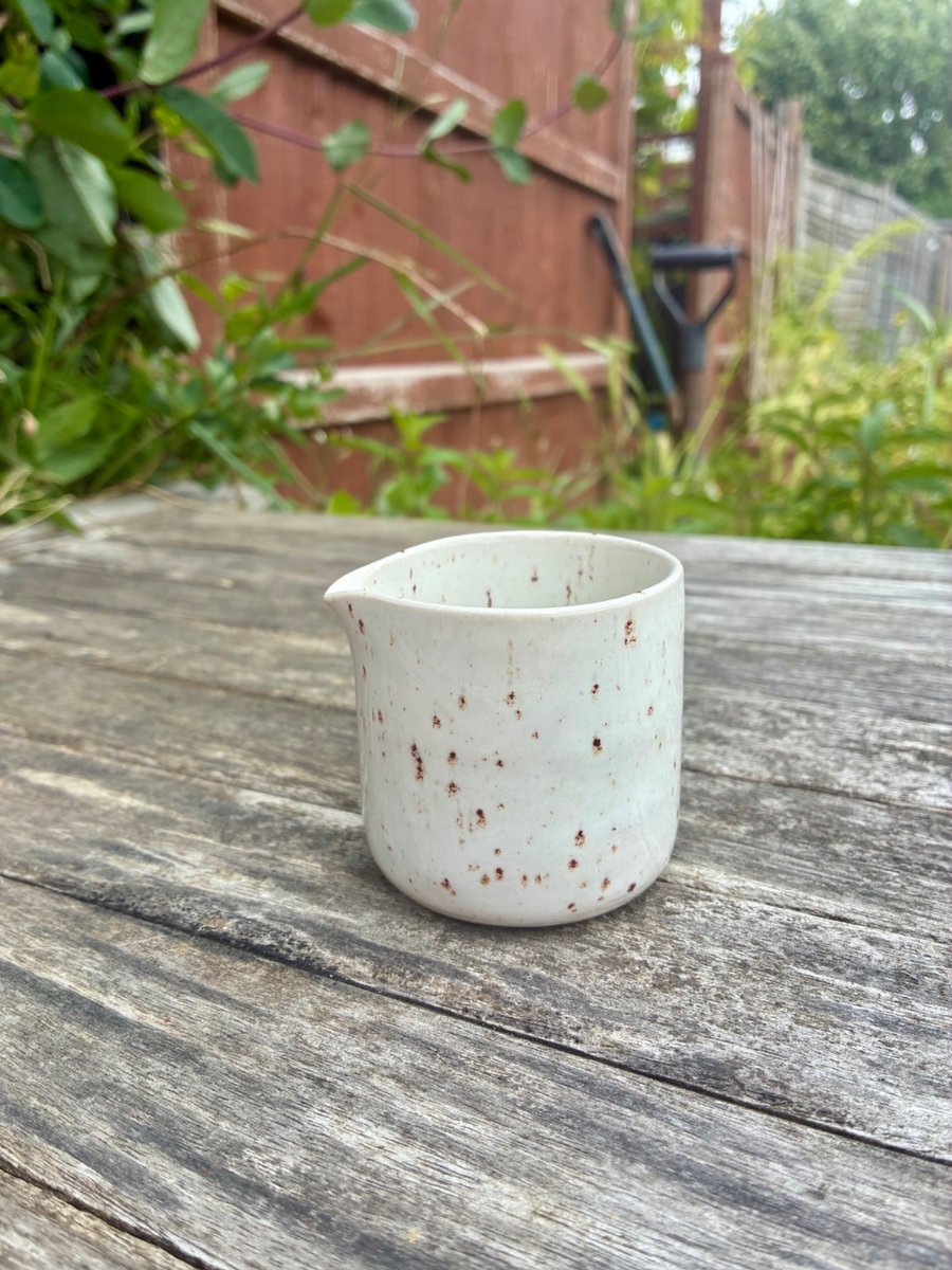 Extra Small Handmade White Speckle Milk Jug
