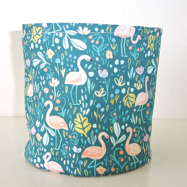 Flamingo Toilet Roll Basket Storage Pot Holder Bathroom Loo Kitchen Tidy Pink