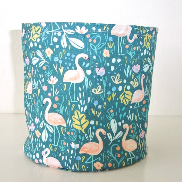 Flamingo Toilet Roll Basket Storage Pot Holder Bathroom Loo Kitchen Tidy Pink
