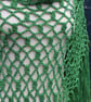 Fringed triangular green crochet lace shawl 100% Cotton - design A444 - Image 6
