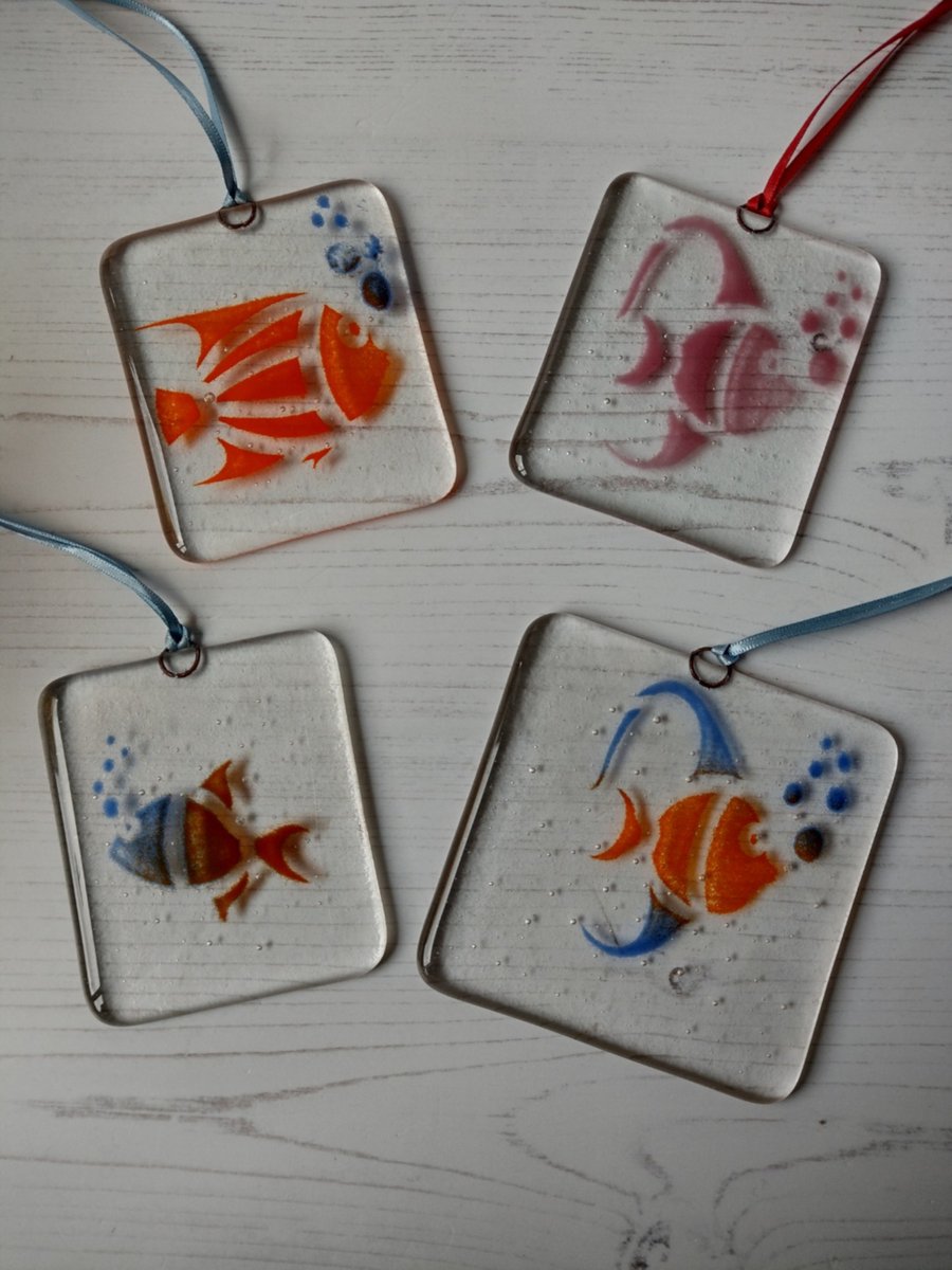 Random Fish fused glass suncatcher, Perfectly Imperfect