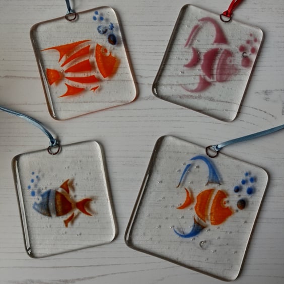Random Fish fused glass suncatcher, Perfectly Imperfect