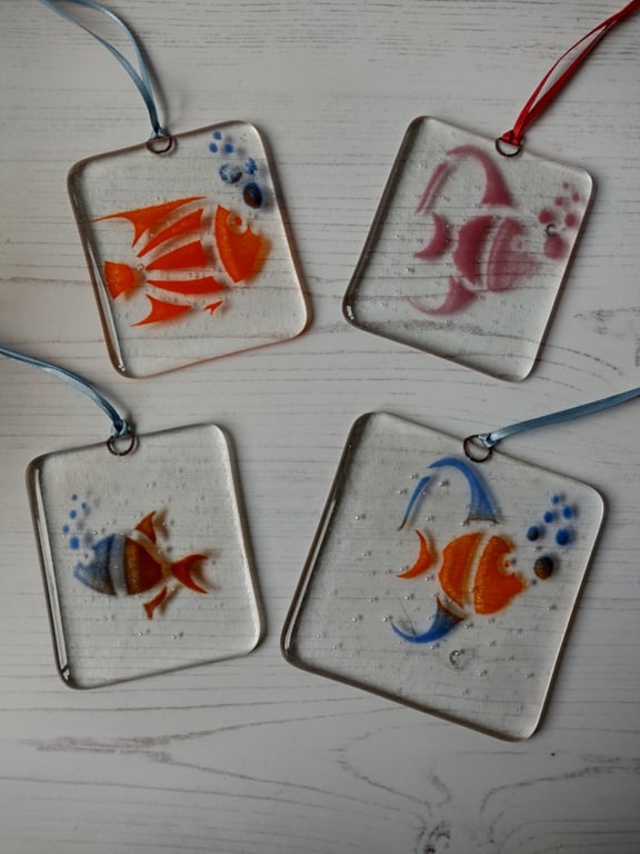 Random Fish fused glass suncatcher, Perfectly Imperfect