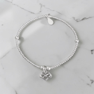Sterling Silver Infinity Heart Charm Stretch Bracelet 925