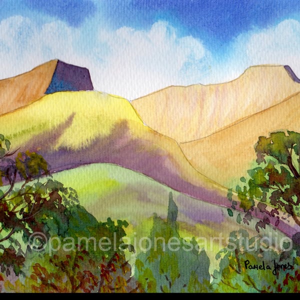 Pen Y Fan, Corn Du, Brecon Beacons, Wales, Watercolour in 14 x 11 '' Mount 