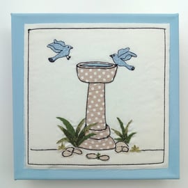 Bird Bath Textile Art