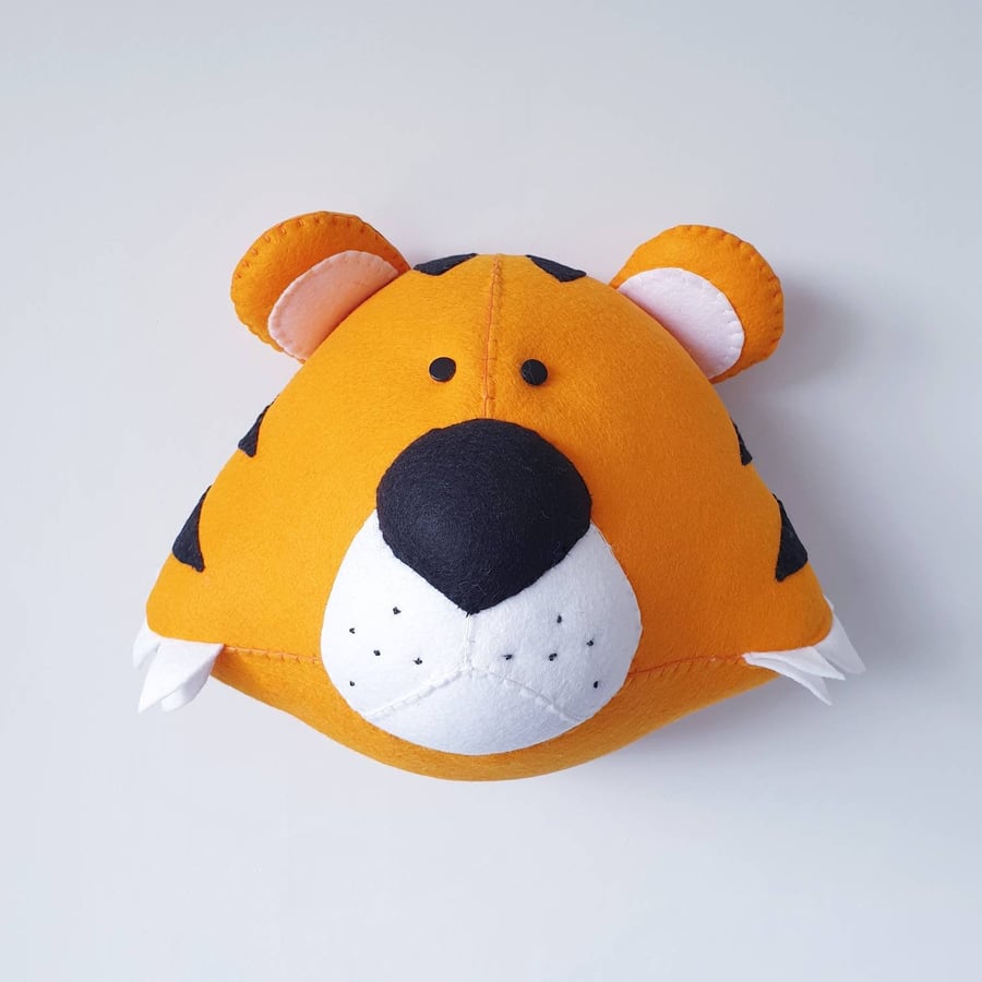 TIGER - Felt Faux Taxidermy - Wall Mounted Animal Head