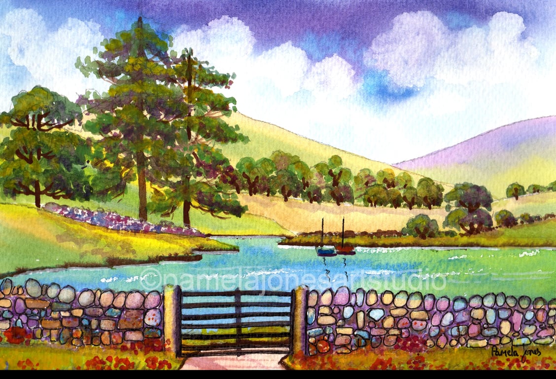 Buttermere, The Lake District, Original Watercolour, In 14 x 11 '' Mount, Art