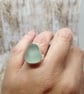 Sterling Silver 925 Seafoam Colour Seaham Seaglass Textured Band Ring  - Image 3
