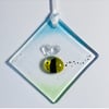 Fused glass bee decoration , hanging glass keepsake