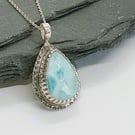 Large Larimar pendant sterling silver