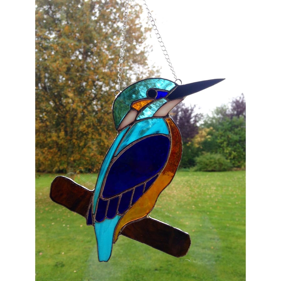 Stained glass Kingfisher suncatcher decoration 