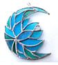 Lotus Moon Stained Glass Turquoise Flower Suncatcher  - Image 5