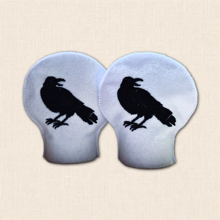 Raven Tealight Covers - Embroidered Gothic Bird Home Decor