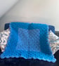 Super chunky two toned blue crochet blanket 