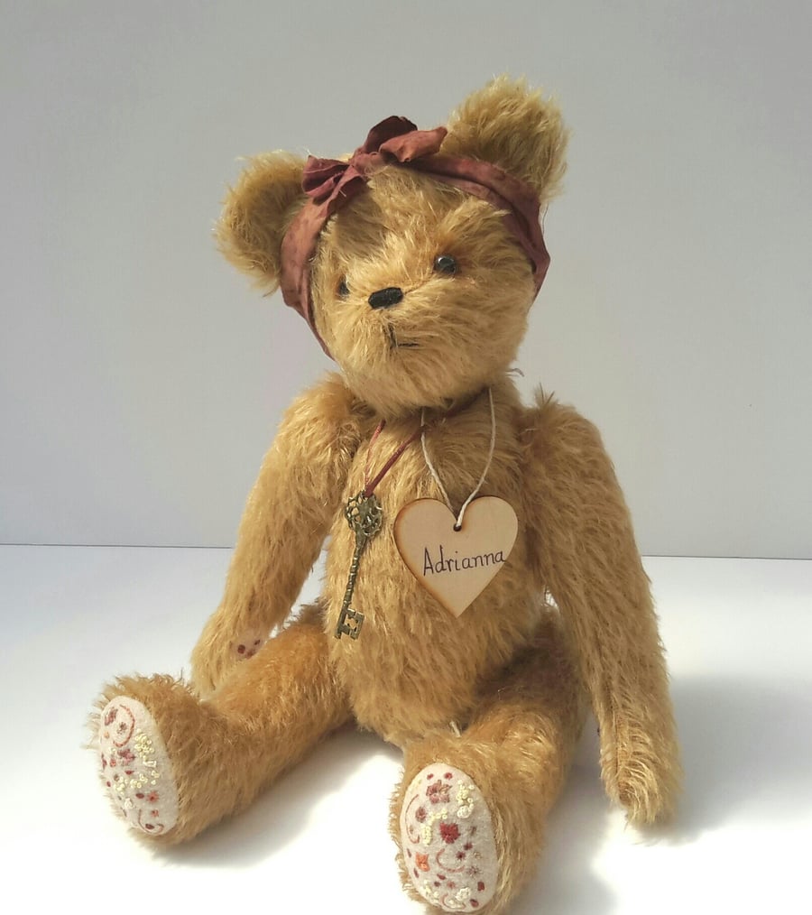 Adrianna, Collectable Artist Bear, One of a Kind Traditional Mohair Teddy Bear 