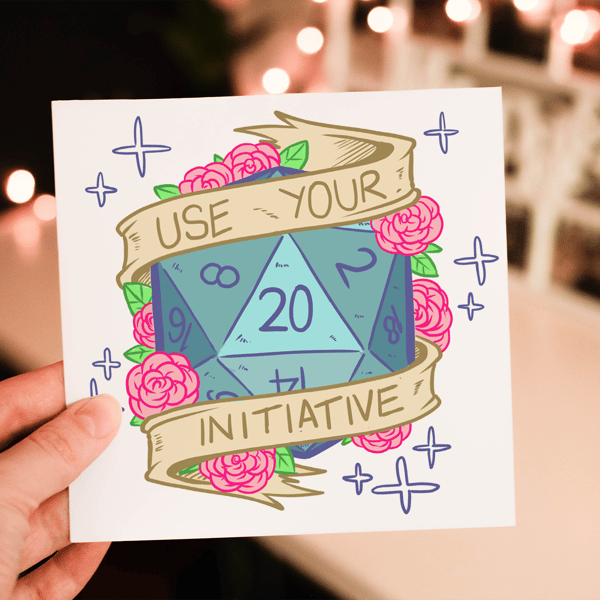 Use Your Initiative Dungeons and Dragons Birthday Card, Card for Gamer